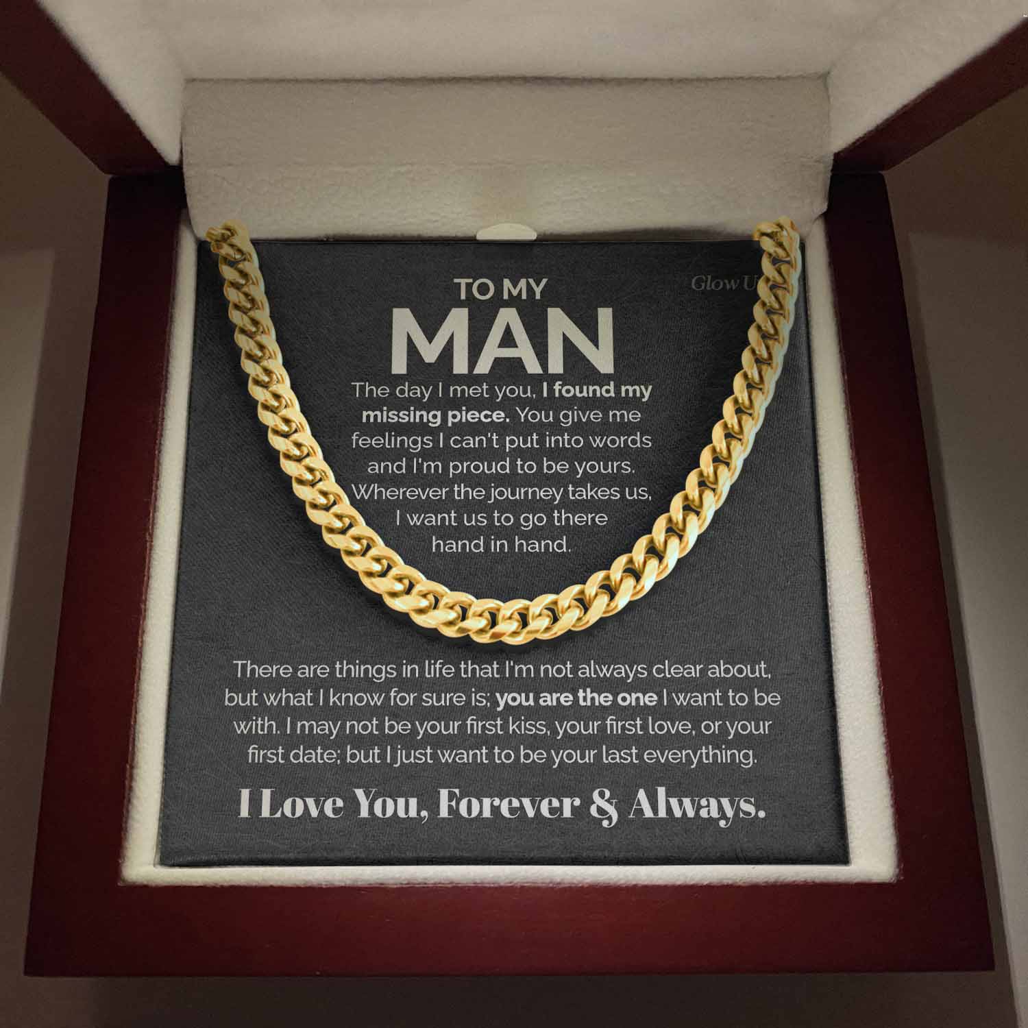 To my Man - I found my missing piece - Cuban Link Chain, Gift For Man, Husband, Gift For Birthday, Christmas