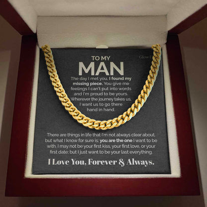 Pamaheart- To my Man - I found my missing piece - Cuban Link Chain, Gift For Man, Husband, Gift For Birthday, Christmas