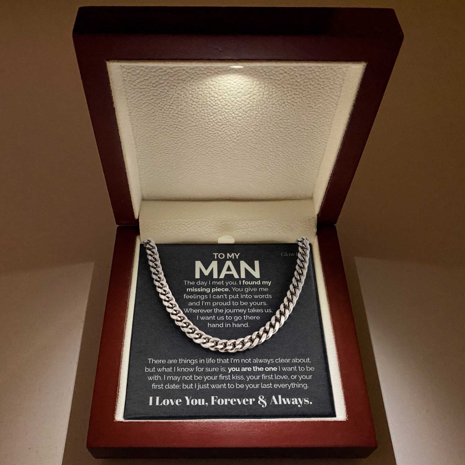 To my Man - I found my missing piece - Cuban Link Chain, Gift For Man, Husband, Gift For Birthday, Christmas