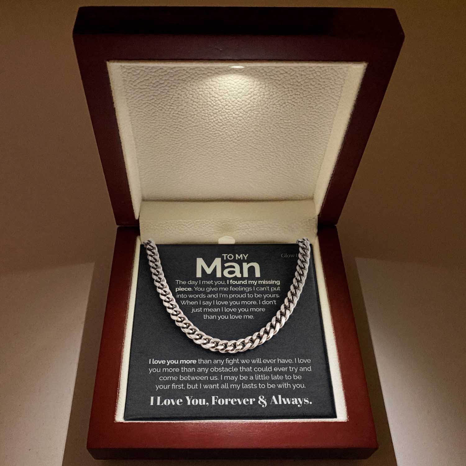 To my Man - I love you more - Cuban Link Chain Gift For Man Husband Gift For Birthday