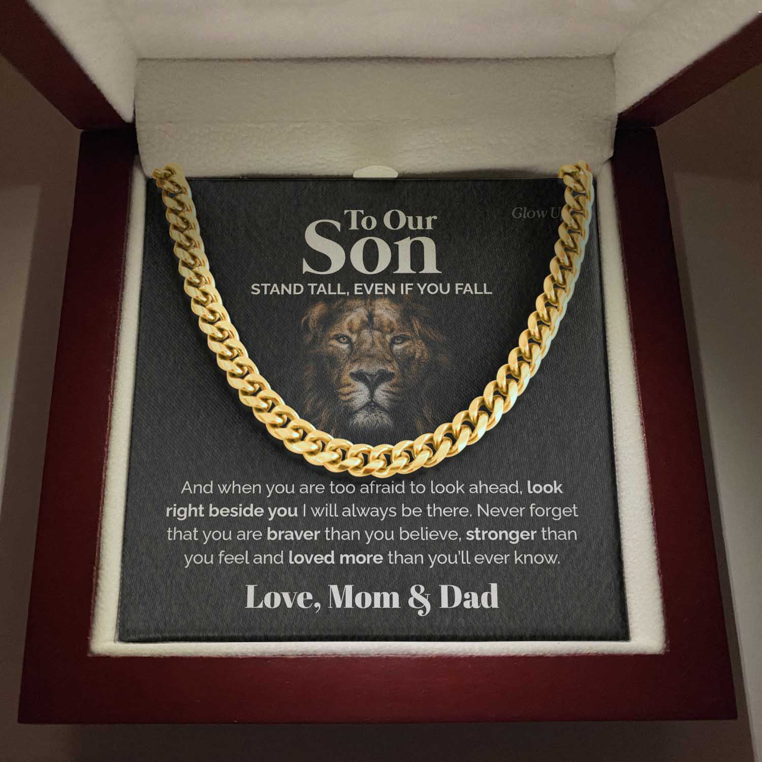 To our Son - Stand tall - Cuban Link Chain, Gift For Man, Husband, Gift For Birthday, Christmas
