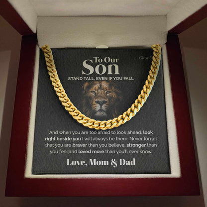 Pamaheart- To our Son - Stand tall - Cuban Link Chain, Gift For Man, Husband, Gift For Birthday, Christmas