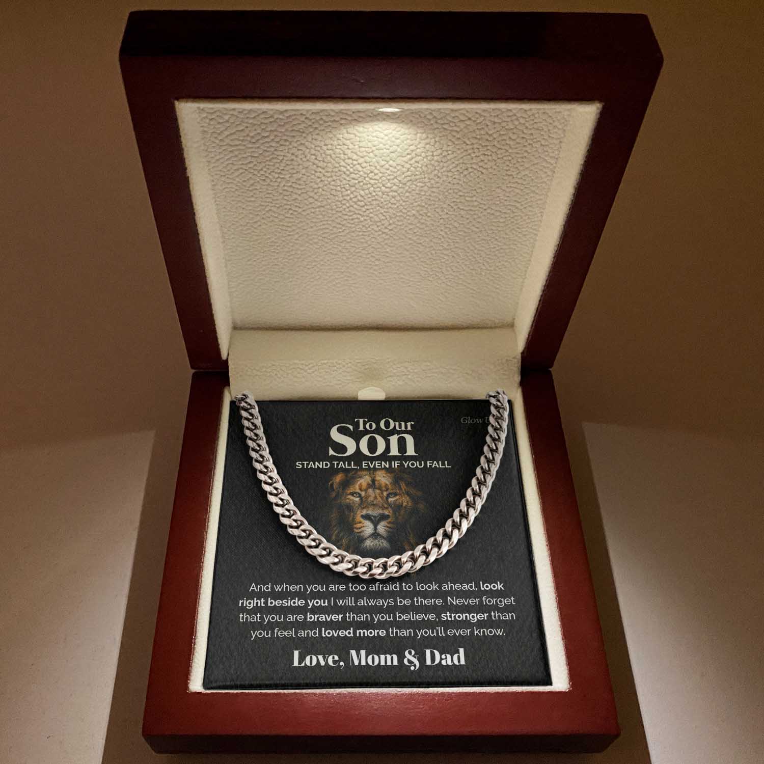 To our Son - Stand tall - Cuban Link Chain, Gift For Man, Husband, Gift For Birthday, Christmas