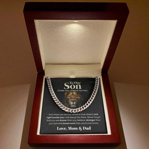 Pamaheart- To our Son - Stand tall - Cuban Link Chain, Gift For Man, Husband, Gift For Birthday, Christmas
