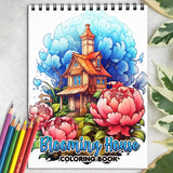 Blooming House Spiral Coloring Book: 30 Serene Coloring Pages, Celebrating the Beauty of Blooming Houseplants and Floral Delights