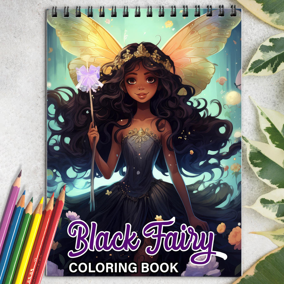 Black Fairy Spiral Coloring Book: Discover the Adorable of Black Fairies with 30 Exquisite Coloring Pages