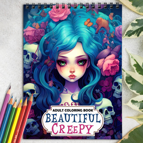 Beautiful Creepy Spiral Coloring Book: 30 Exquisitely Macabre Coloring Pages for Adults to Embrace the Beauty in the Dark