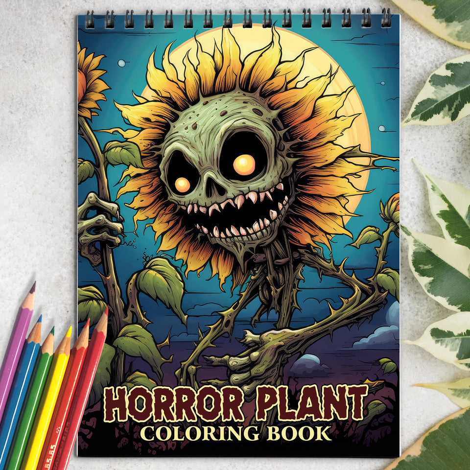 Horror Plant Spiral Coloring Book: 30 Creepy Plant Coloring Pages, Unveiling Horrific Flora in Dark Imaginings