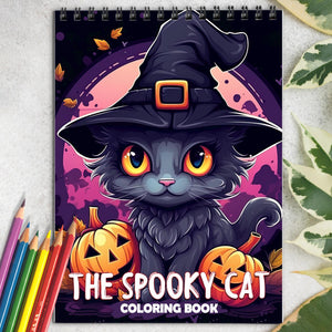 The Spooky Cat Spiral Coloring Book: 30 Mesmerizing Spooky Cat Coloring Pages for Cat Lovers to Explore the Sinister Side of Feline Beauty
