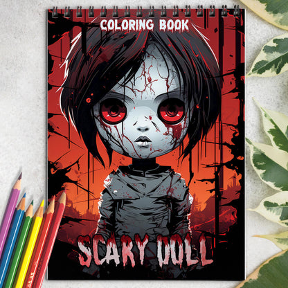 Scary Doll Spiral Bound Coloring Book: 30 Exquisite Coloring Pages that Showcase the Dark and Disturbing Nature of these Eerie Figures