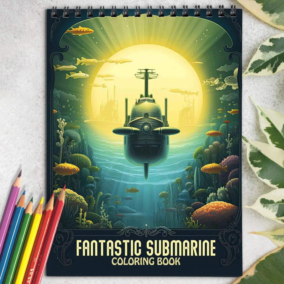 Fantastic Submarine Coloring Book