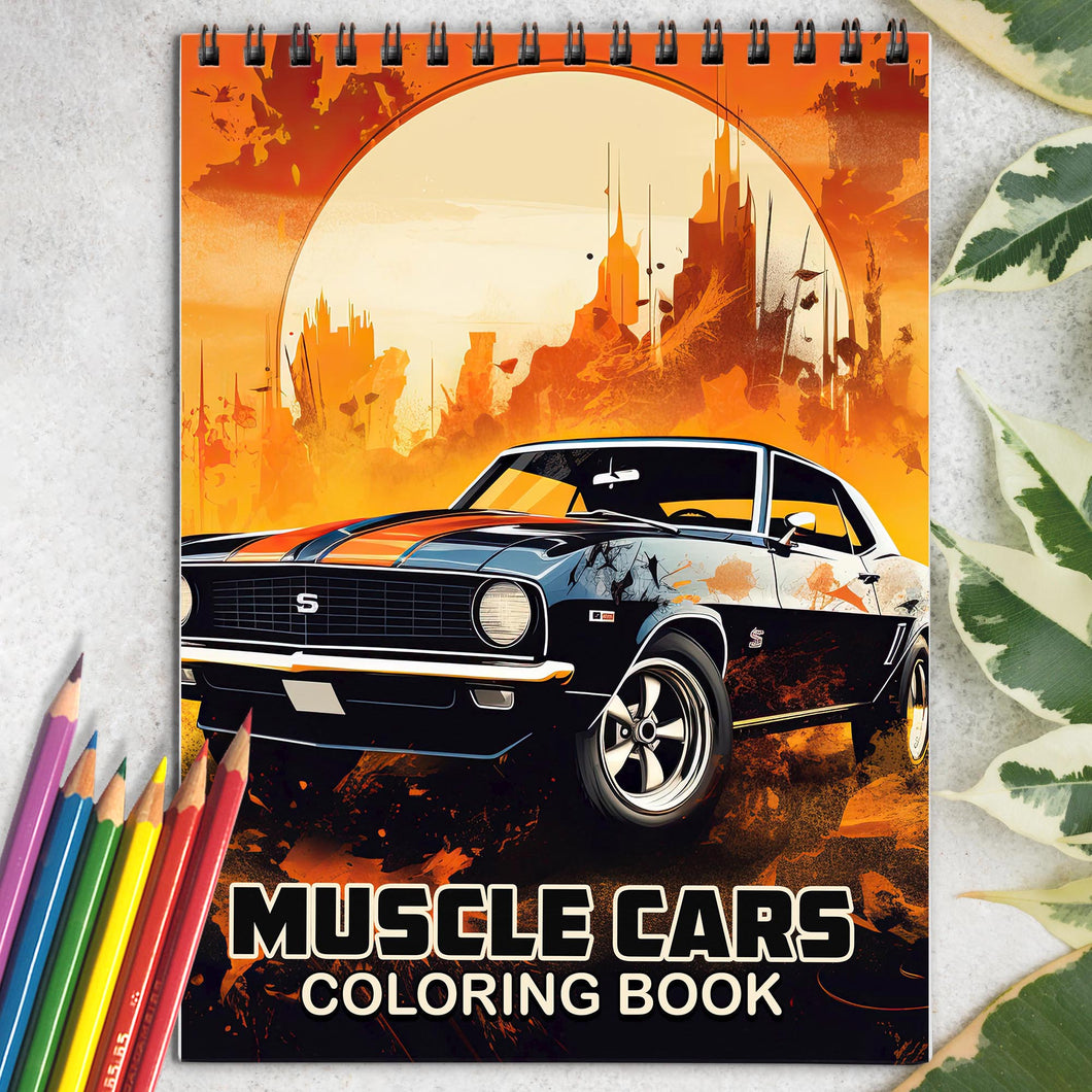 Muscle Cars Spiral Coloring Book: 30 Mesmerizing Coloring Pages that Showcase the Intricate Details and Ferocious Beauty of these Speed Machines