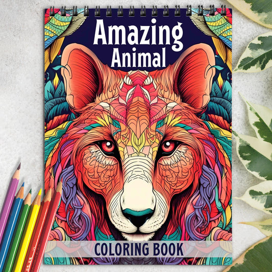 Amazing Animal Spiral Coloring Book: 30 Captivating Coloring Pages, Featuring Majestic Animals from Around the World