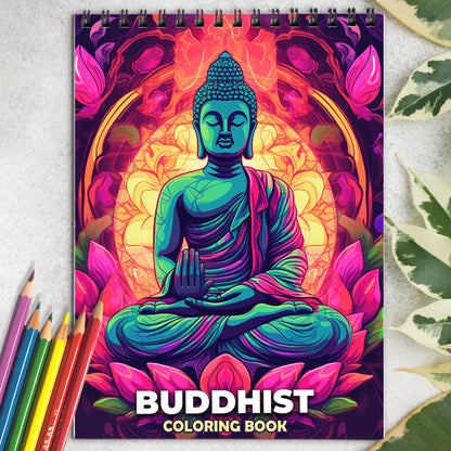 Buddhist Spiral Coloring Book: 30 Beautiful Pages to Explore Buddhist Concepts of Compassion and Wisdom