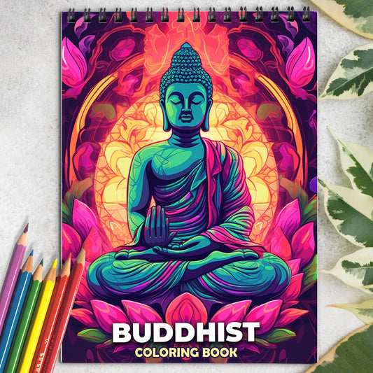 Buddhist Spiral Coloring Book: 30 Beautiful Pages to Explore Buddhist Concepts of Compassion and Wisdom