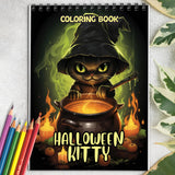 Halloween Kitty Spiral-Bound Coloring Book: 30 Artistic Coloring Pages Inspired by the Whimsy of Halloween Kitties. 
