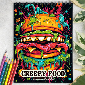 Creepy Food Spiral Coloring Book: 30 Intriguing Coloring Pages of Creepy Food, Combining Sinister Imagery with Culinary Curiosities