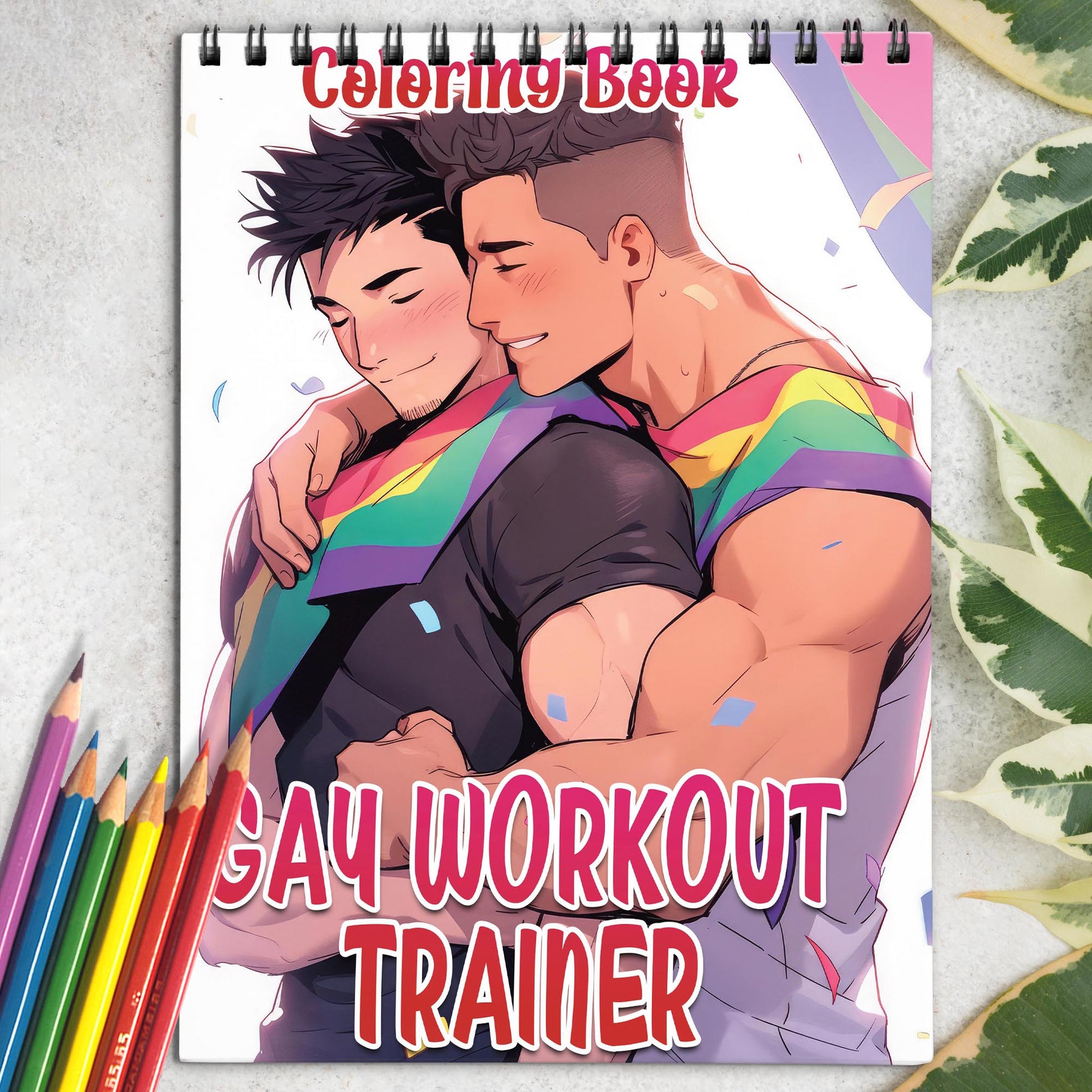 Gay Workout Trainer Spiral Coloring Book: Unleash Your Creativity in a Gym Setting with 30 Empowering Pages of LGBTQ+ Fitness Scenes.