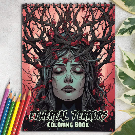 Ethereal Terrors Spiral Bound Coloring Book: 30 Coloring Pages for Gothic Art Enthusiasts to Unleash Their Creative Expression