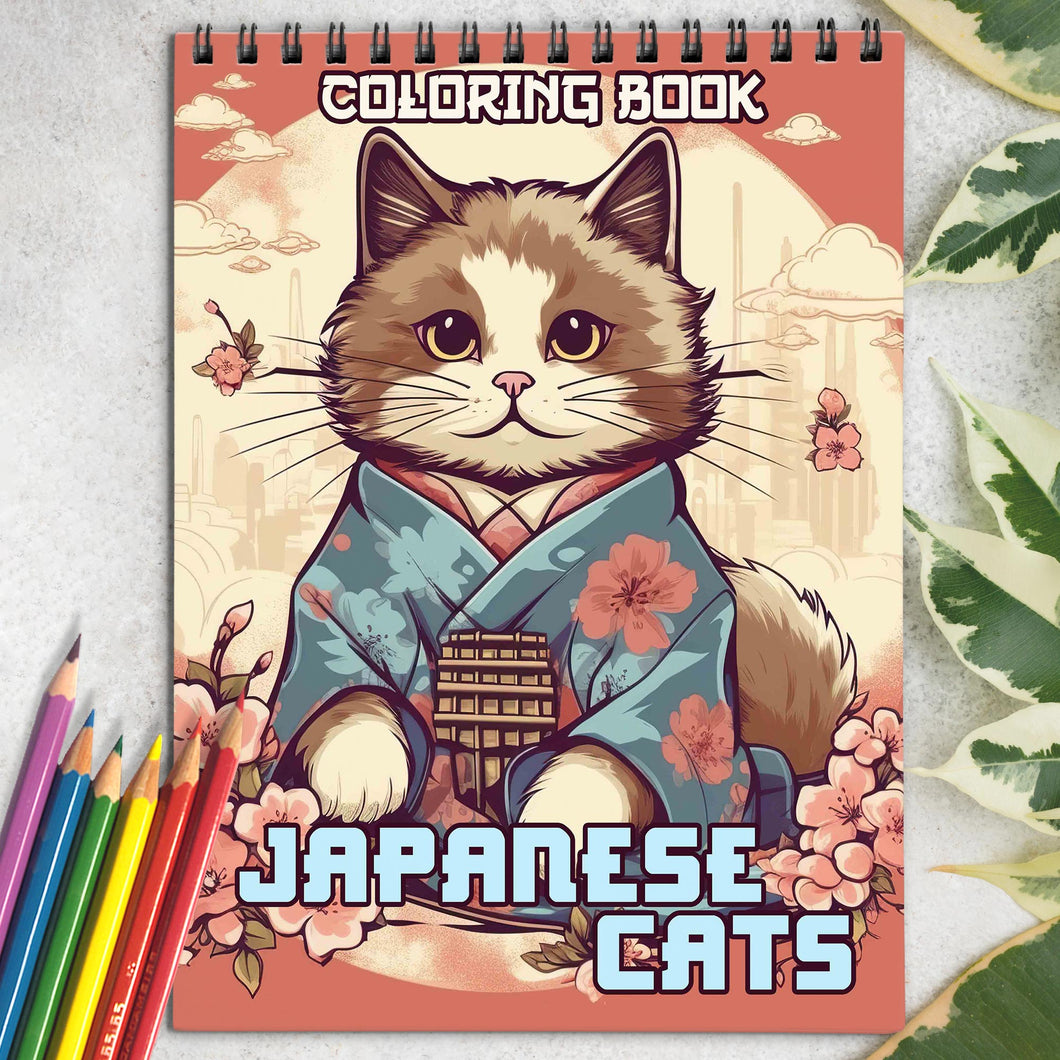 Japanese Cats Coloring Book: Unleash Your Creativity with 30 Coloring Pages, Portraying Japanese Cats in Serene and Heartwarming Settings