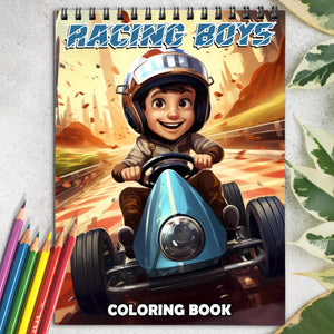 Racing Boys Spiral Bound Coloring Book: 30 Captivating Racing Boys Coloring Pages for an Adrenaline-Fueled Experience