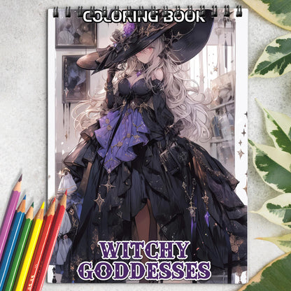 Witchy Goddesses Spiral-Bound Coloring Book: Embark on a Journey with Witchy Goddesses through 30 Captivating Coloring Pages of Modern Witches for an Artistic and Divine Adventure 