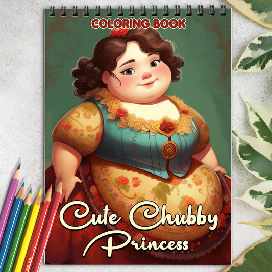 Cute Chubby Princess Spiral Bound Coloring Book: 30 Mesmerizing Coloring Pages in the Cute Chubby Princess Coloring Book