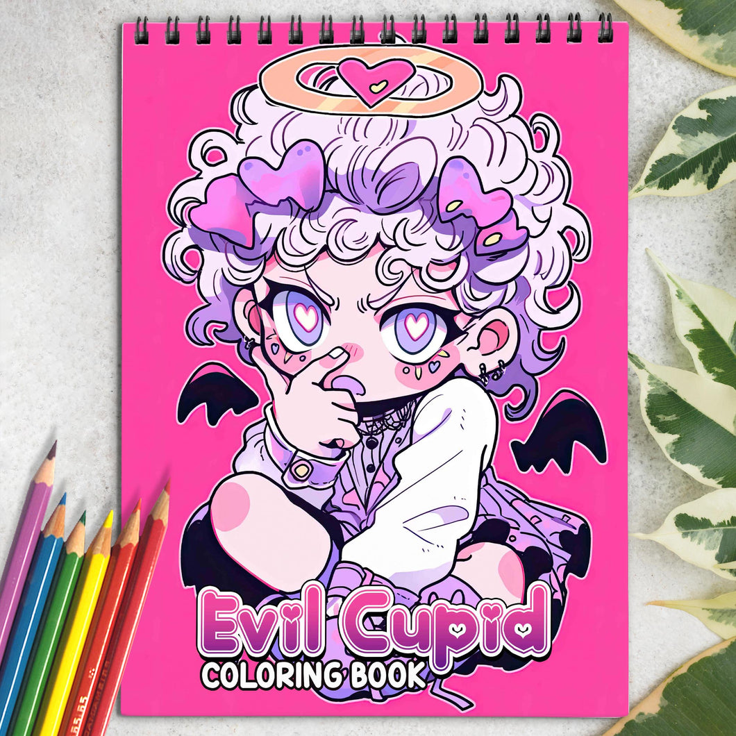 Evil Cupid Spiral Coloring Book: Unleash your creativity with Evil Cupid's designs Coloring pages