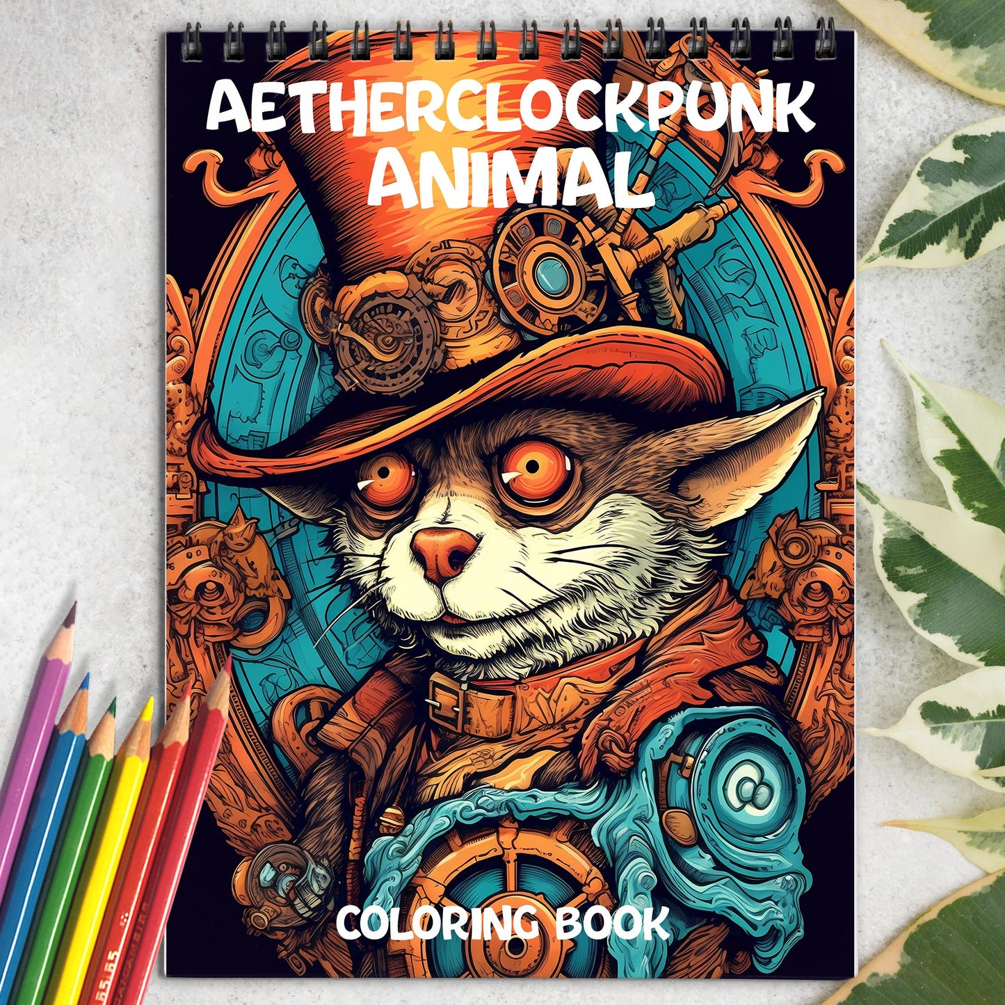 Aetherclockpunk Animals Spiral Coloring Book: 30 Exquisite Aether Clockpunk Animals Coloring Pages for Fans of Clockwork Art