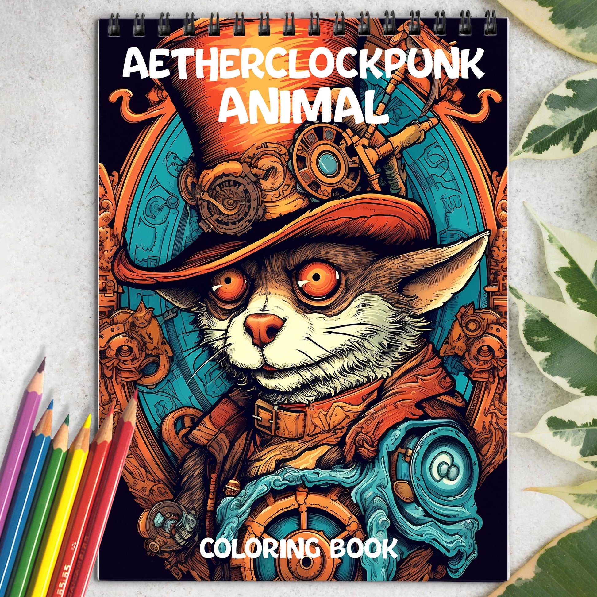 Aetherclockpunk Animals Spiral Coloring Book: 30 Exquisite Aether Clockpunk Animals Coloring Pages for Fans of Clockwork Art