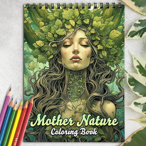 Mother Nature Coloring Book: Explore 30 Intriguing Coloring Pages, Depicting Women in the Midst of Enchanting Forests, Serene Rivers, and Majestic Mountains