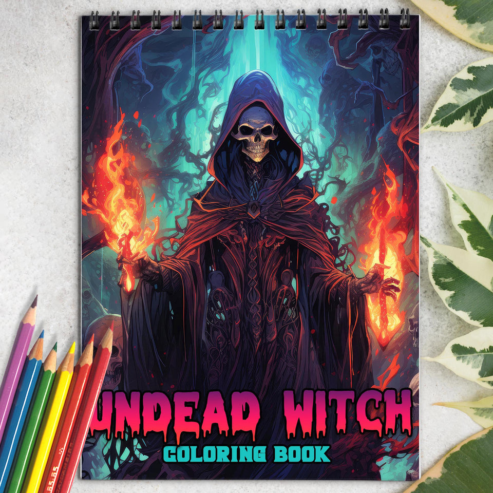 Undead Witch Spiral-Bound Coloring Book: 30 Exquisite Coloring Pages that Showcase the Dark and Magical Aura