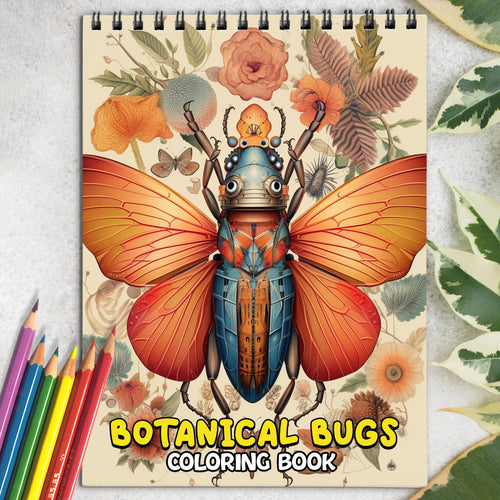 Botanical Bugs Spiral Coloring Book: 30 Botanical Bugs Coloring Pages for Nature Enthusiasts to Color and Learn