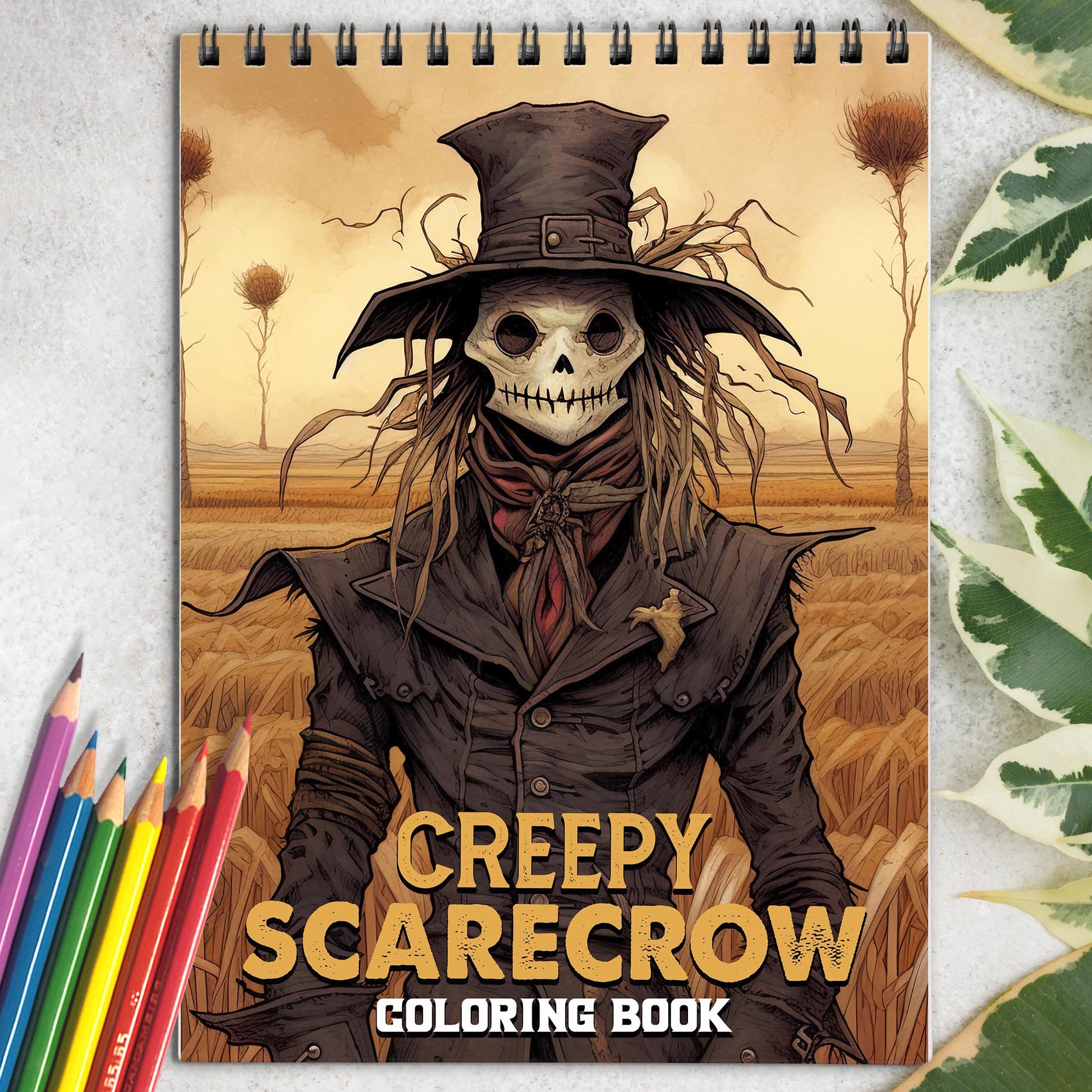Creepy Scarecrow Spiral Coloring Book: 30 Creepy Scarecrow Coloring Pages, Embracing the Terrors That Haunt the Fields