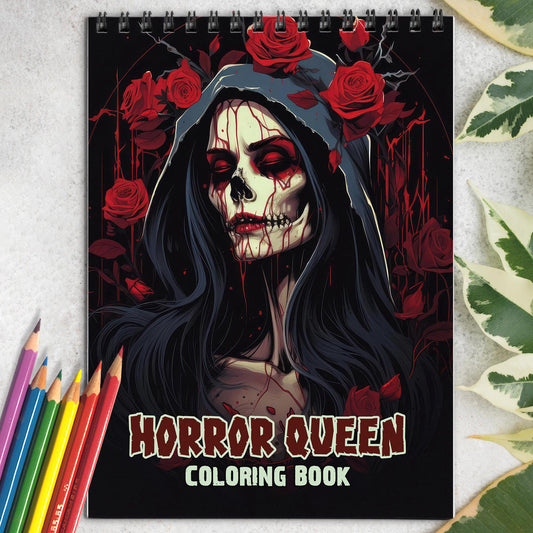 Horror Queen Spiral Bound Coloring Book: 30 Horror Queen Coloring Pages for Gothic Art Enthusiasts to Unleash Their Creative Expression