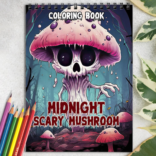 Midnight Scary Mushroom Spiral Coloring Book: 30 Haunting Coloring Pages, Capturing the Sinister Beauty of Scary Mushrooms
