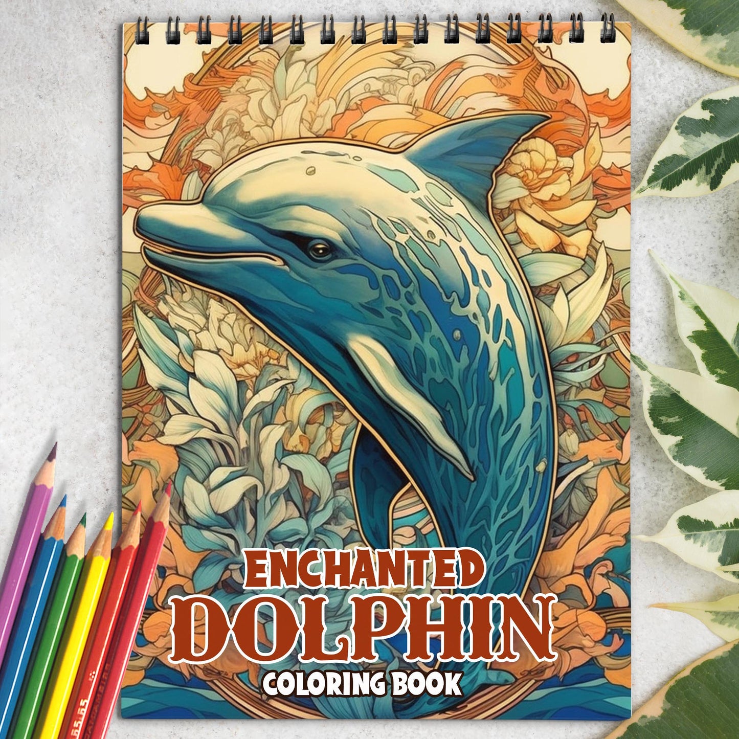 Enchanted Dolphin Spiral Bound Coloring Book: Relaxation, Mindfulness, and Fun for All Ages