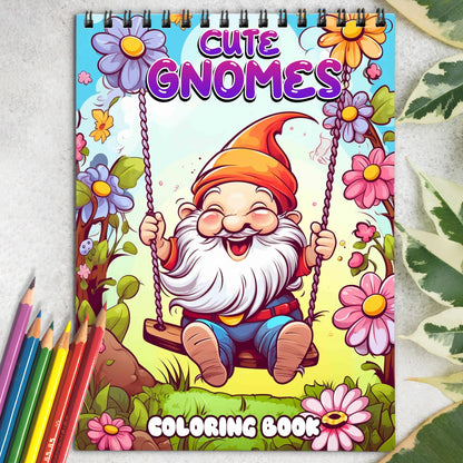 Cute Gnomes Coloring Book: Explore 30 Intriguing Coloring Pages, Depicting Cute Gnomes and their Lively Village with Joyful Energy