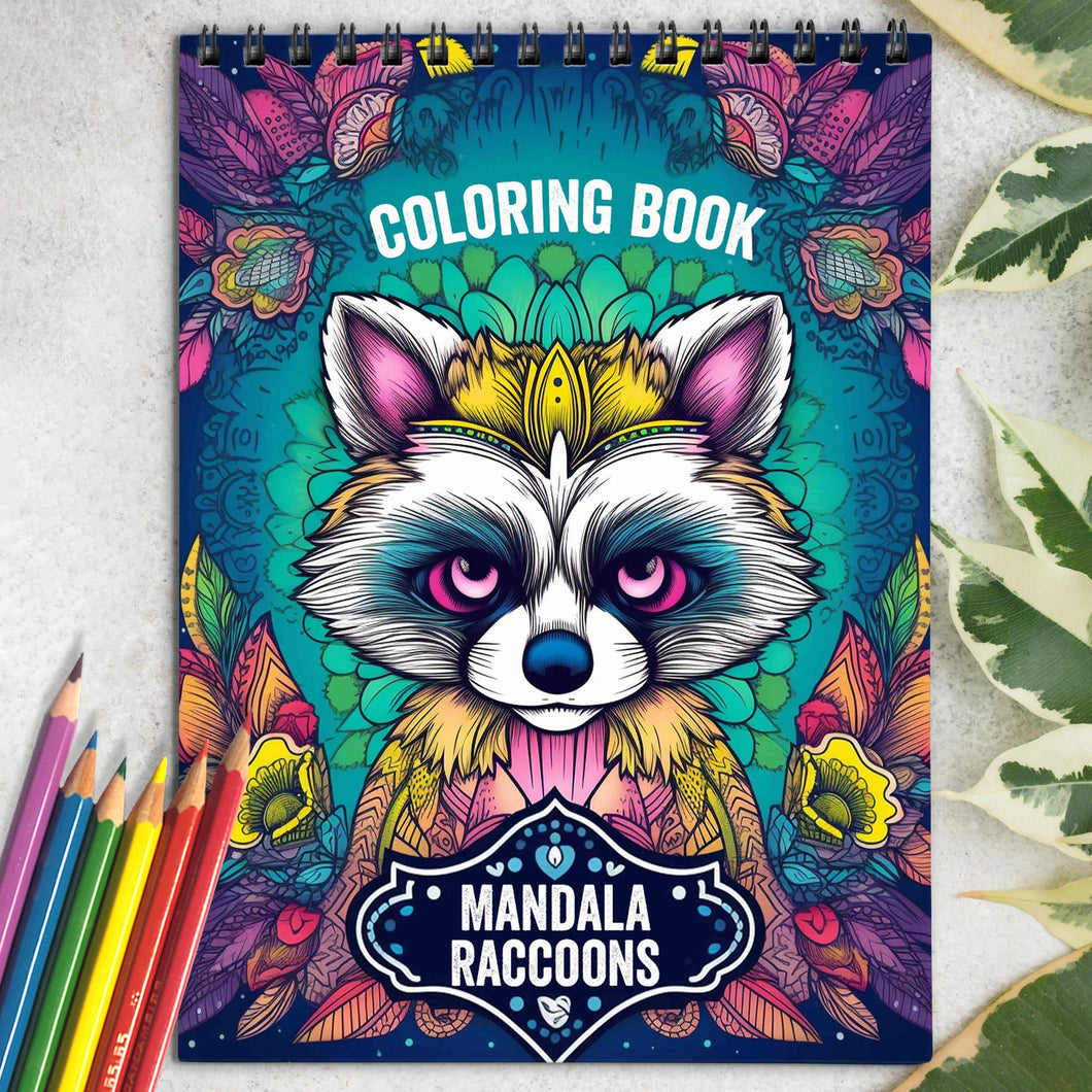 Mandala Raccoons Coloring Book