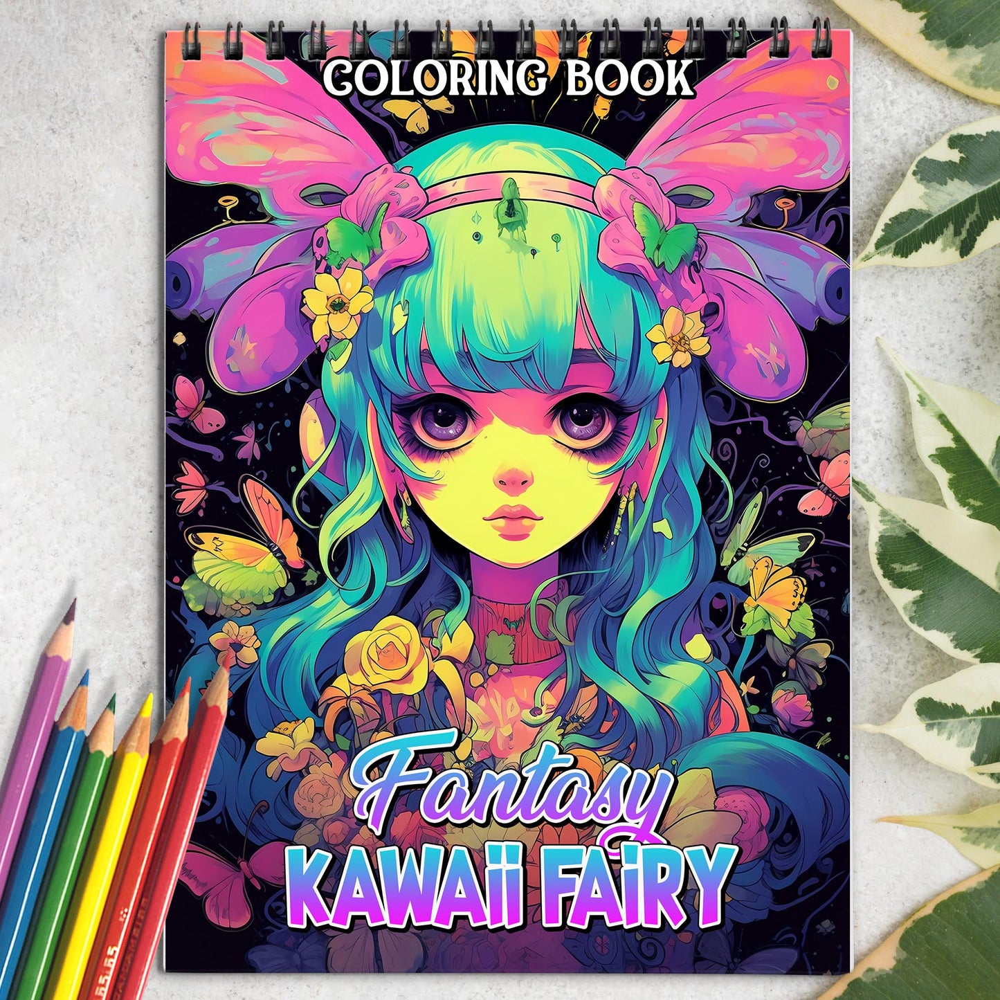 Fantasy Kawaii Fairy Spiral Coloring Book: 30 Pages, Featuring Adorable Kawaii Fairies in Magical Settings