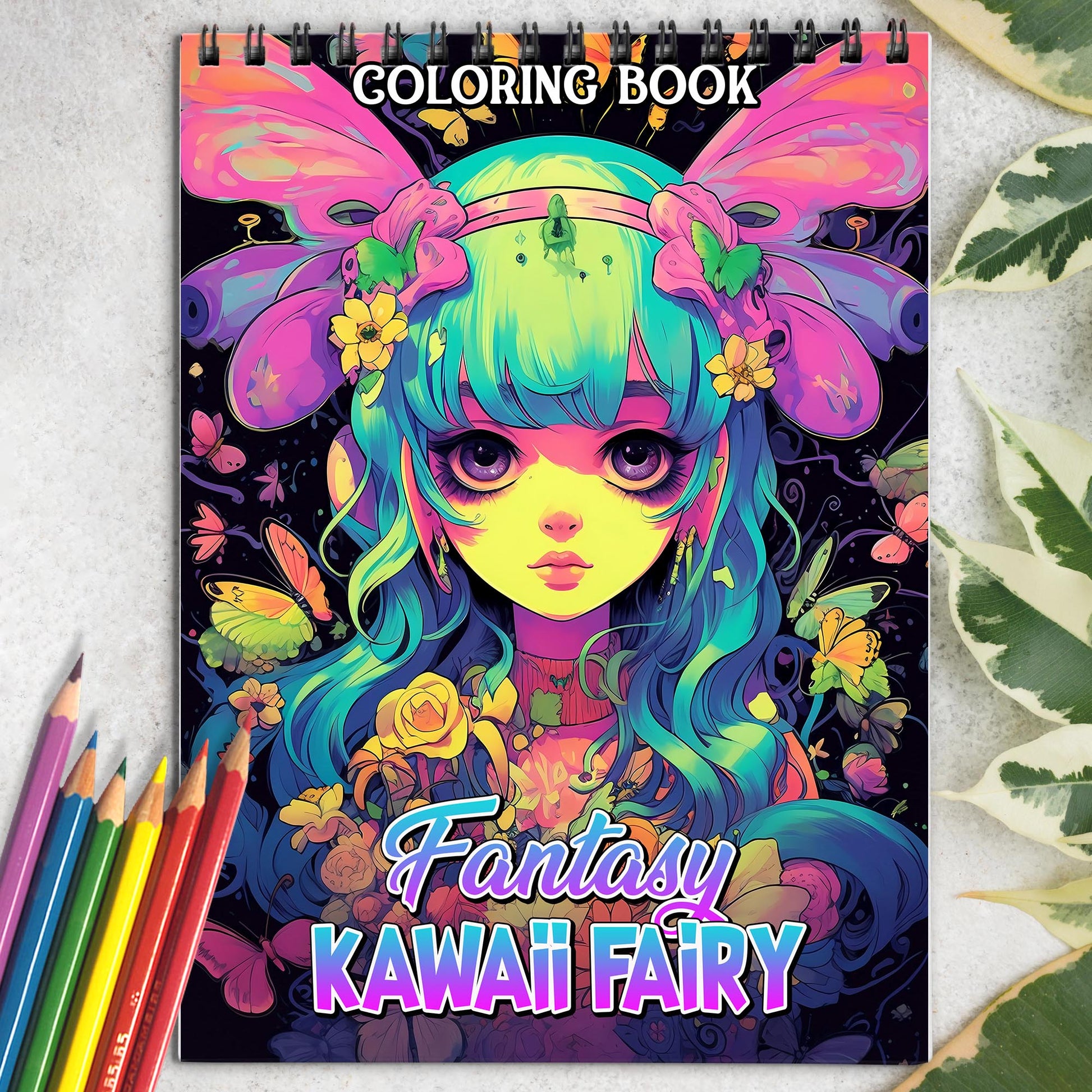 Fantasy Kawaii Fairy Spiral Coloring Book: 30 Pages, Featuring Adorable Kawaii Fairies in Magical Settings
