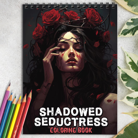 Shadowed Seductress Spiral-Bound Coloring Book: 30 Coloring Pages for Gothic Art Enthusiasts to Unleash Their Creative Expression 