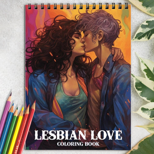 Lesbian Love Spiral Coloring Book: 30 Serene Coloring Pages, Featuring Lesbian Couples in Harmonious and Loving Embrace