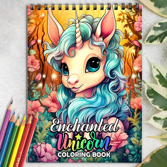 Enchanted Unicorn Spiral Bound Coloring Book: 30 Exquisite Enchanted Unicorn Coloring Pages for Fans of Unicorns to Bring these Mythical Creatures to Life