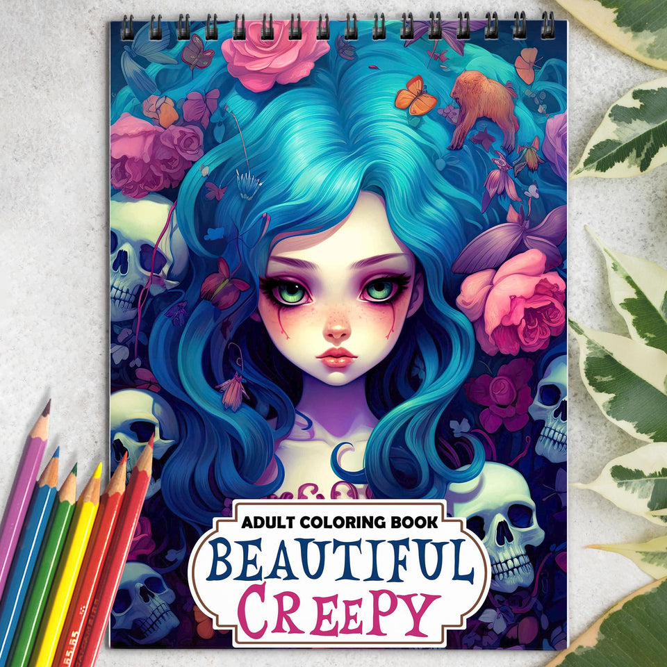 Beautiful Creepy Adult Spiral Bound Coloring Book: 30 Exquisitely Macabre Coloring Pages for Adults to Embrace the Beauty in the Dark