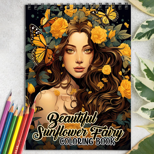 Beautiful Sunflower Fairy Spiral Coloring Book: 30 Charming Coloring Pages for Coloring Enthusiasts to Embrace the Grace and Splendor of Sunflower Fairy Illustrations