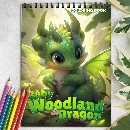 Baby Woodland Dragon Spiral Coloring Book: 30 Exquisite Coloring Pages that Showcase the Playful and Endearing Nature of these Cute Creatures