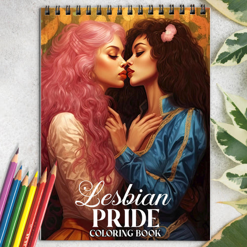 Lesbian Pride Spiral Coloring Book: Embrace the Spectrum of Love with 30 Pages, Inviting You to Color Beautiful Moments of Lesbian Love and Unity