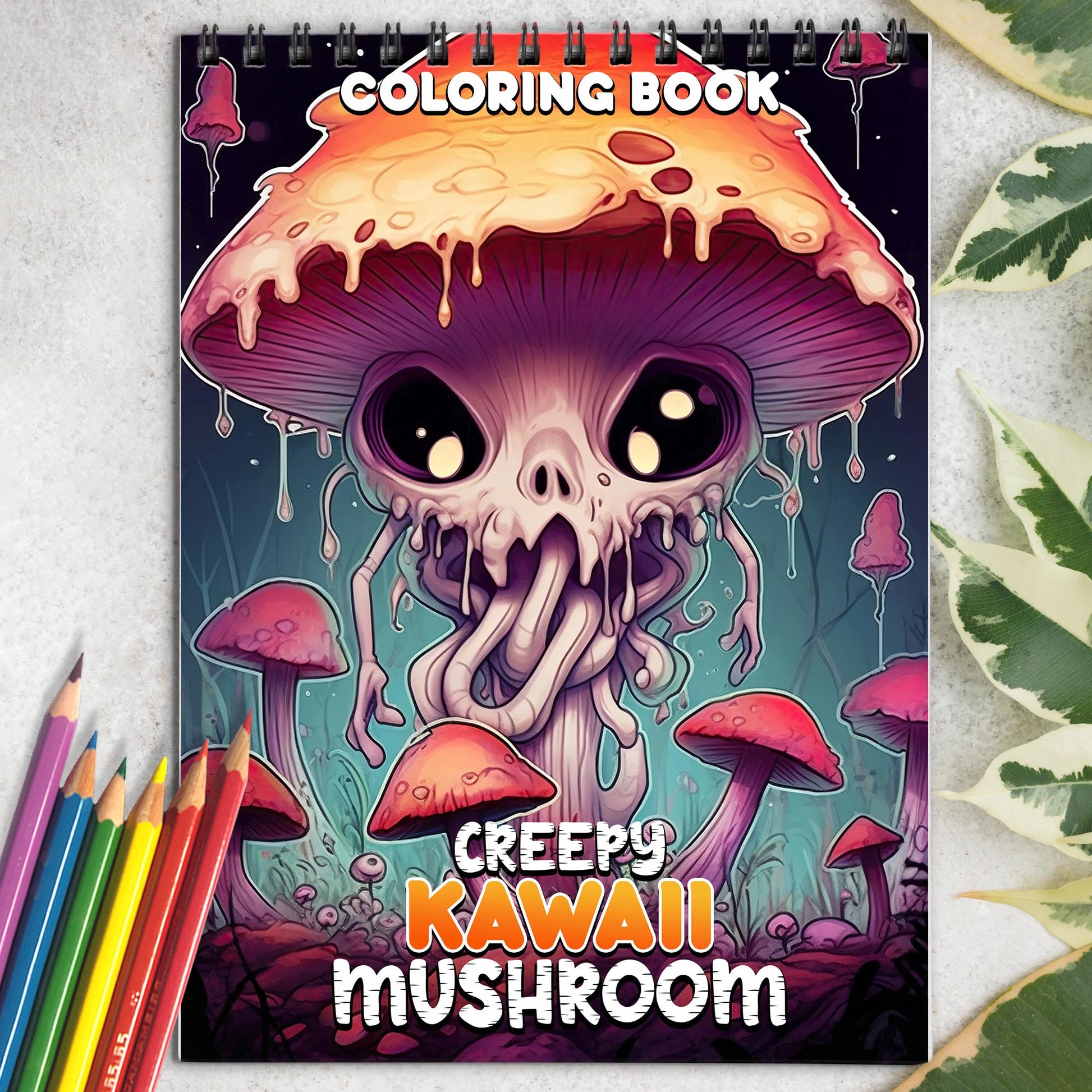 Creepy Kawaii Mushroom Spiral Coloring Book: Celebrate the Charming Peculiarities of Kawaii Mushrooms with 30 Pages of Creepy-Cute Artwork