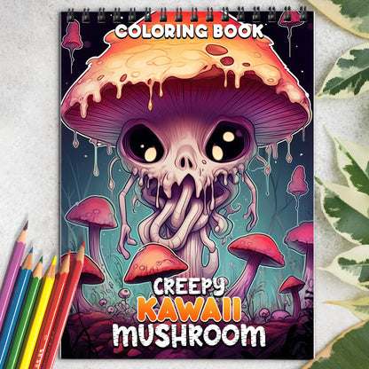 Creepy Kawaii Mushroom Spiral Coloring Book: Celebrate the Charming Peculiarities of Kawaii Mushrooms with 30 Pages of Creepy-Cute Artwork